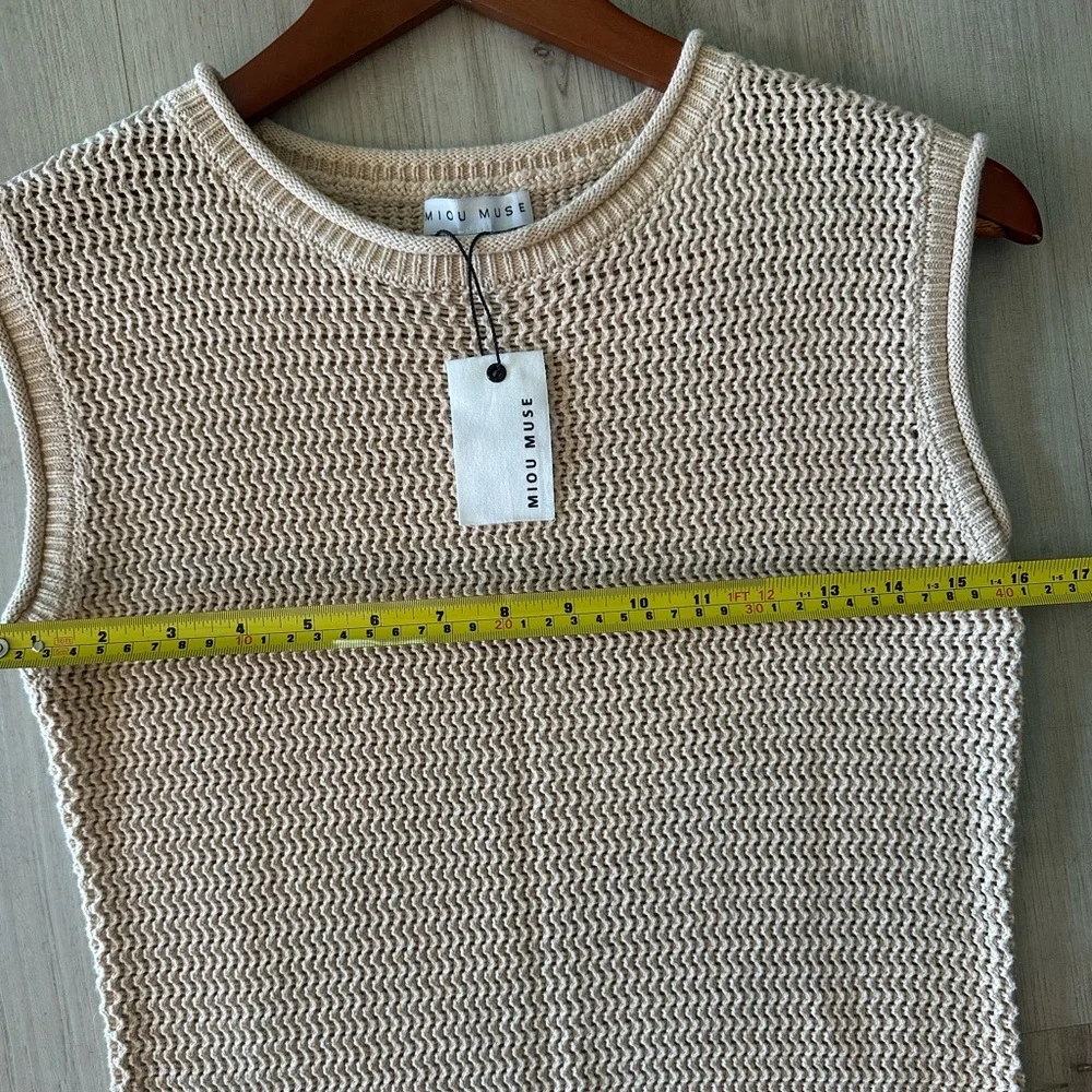 NWT Miou Muse The Palma Crochet Knit Sleeveless Sweater Dress size M - Picture 9 of 11
